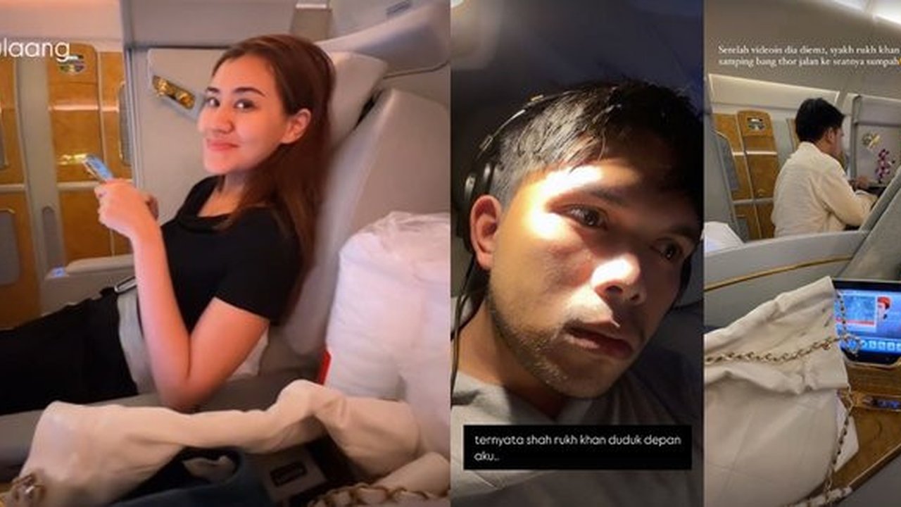 Pulang Honeymoon, 8 Potret Thariq Halilintar dan Aaliyah Massaid Ketemu Shahrukh Khan di Pesawat