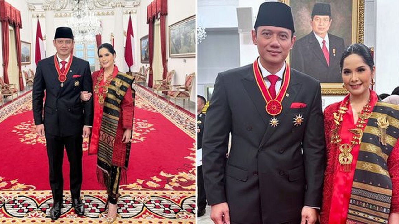 8 Potret Annisa Pohan Saat Temani AHY yang Dapat Anugerah Bintang Mahaputra Nararya, Cantik dengan Kebaya Merah & Kain Ulos