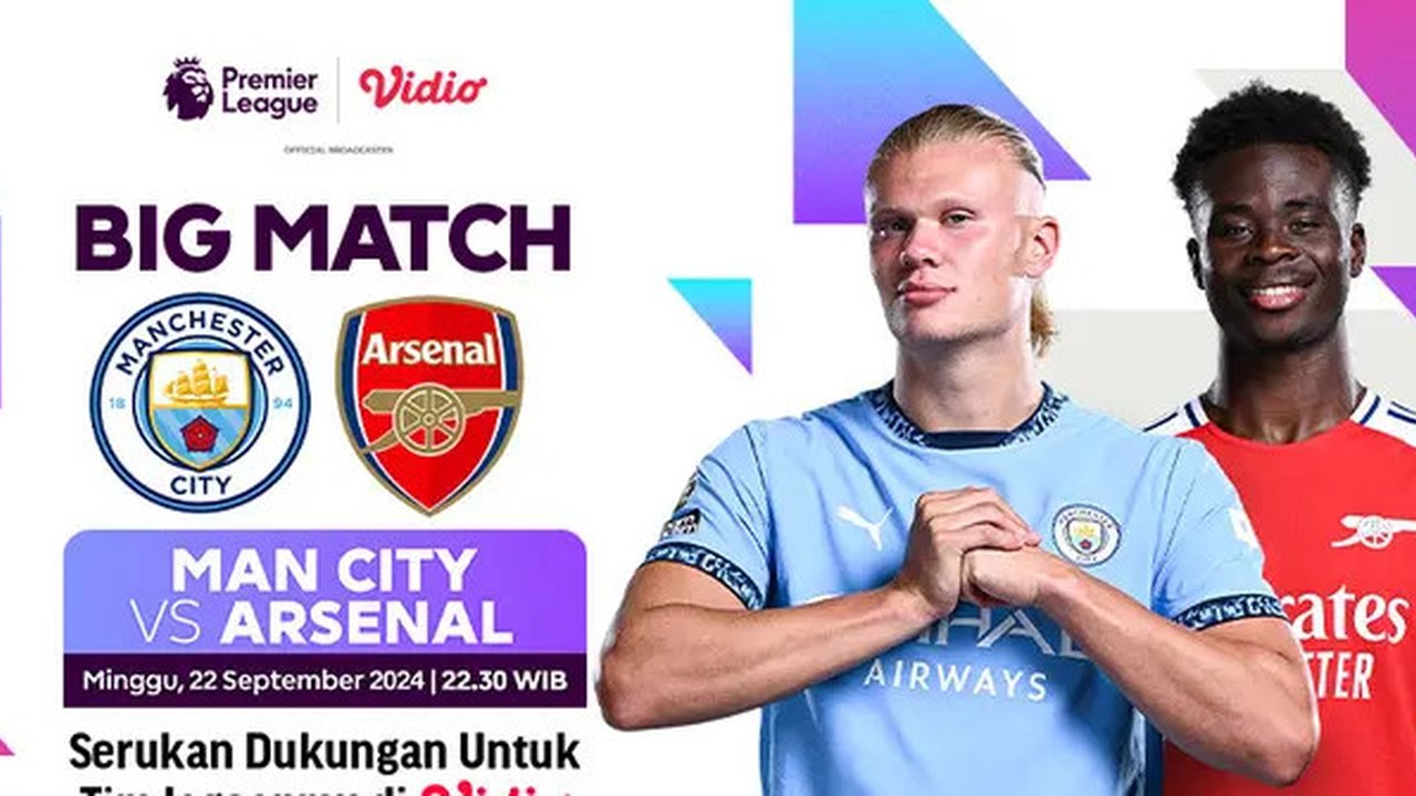 Pertandingan Manchester City vs Arsenal di Vidio.(sumber : dok vidio.com)