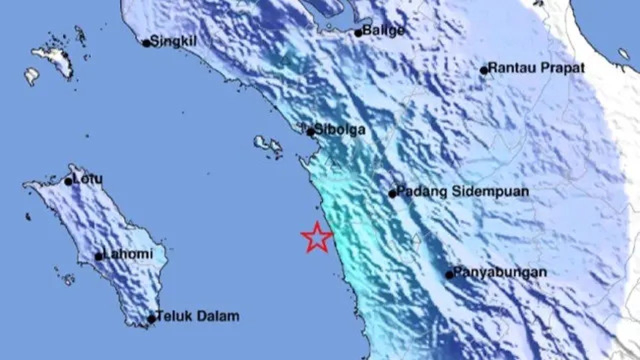 Gempa Magnitudo 5,3 mengguncang wilayah Padang Sidempuan Sumut, Selasa (1/10/2024), pukul 09.18.22 WIB. (Liputan6.com/ Dok BMKG)