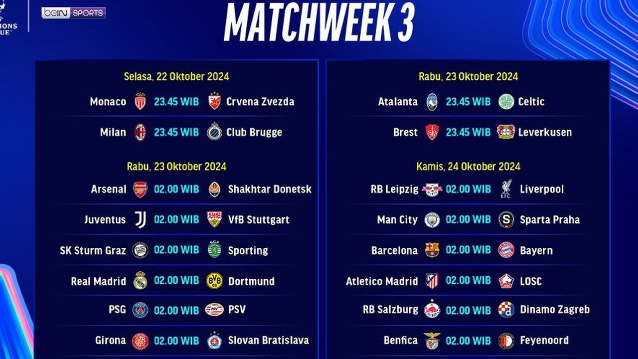 Jadwal Lengkap Live Streaming Pertandingan Liga Champion Pekan ini di  Vidio, Jangan Terlewat!