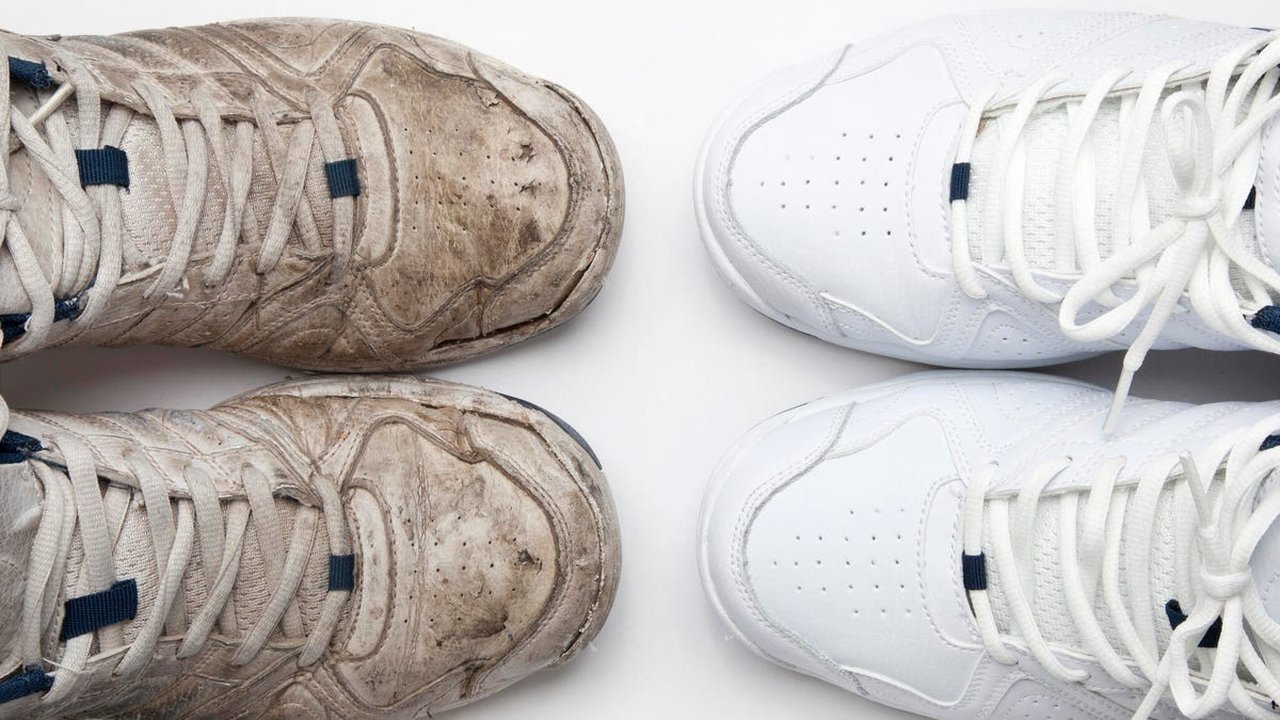 Make your dishwater gray shoes look bright white again.