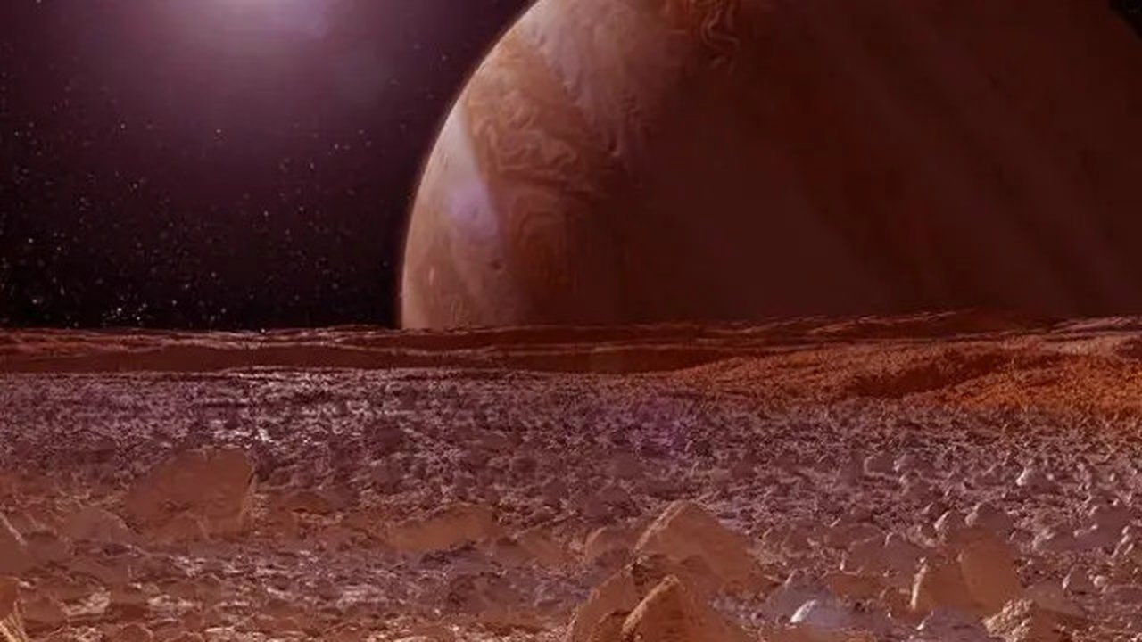 Ilustrasi permukaan bulan Europa di Jupiter. (Sumber Jet Propulsion Laboratory NASA/Caltech)