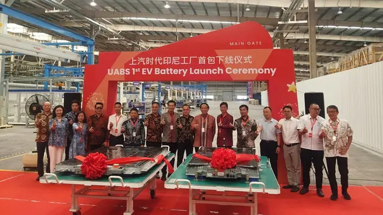 Peresmian pabrik baterai listrik, UABS Indonesia yang baru saja berlangsung (5/11/2024). (Liputan6.com / Rendy Yansah)