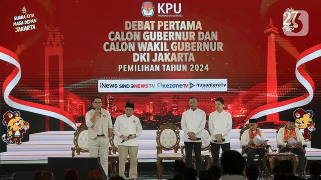 Debat mengangkat tema 'Penguatan Sumber Daya Manusia dan Transformasi Jakarta menjadi Kota Global'. (Liputan6.com/Herman Zakharia)