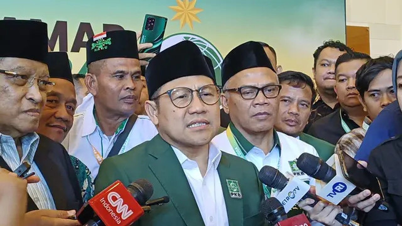 Ketua Umum Partai Kebangkitan Bangsa atau Ketum PKB Muhaimin Iskandar alias Cak Imin mengungkapkan alasan Presiden terpilih Prabowo Subianto batal hadir ke acara Muktamar PKB. (Merdeka.com
