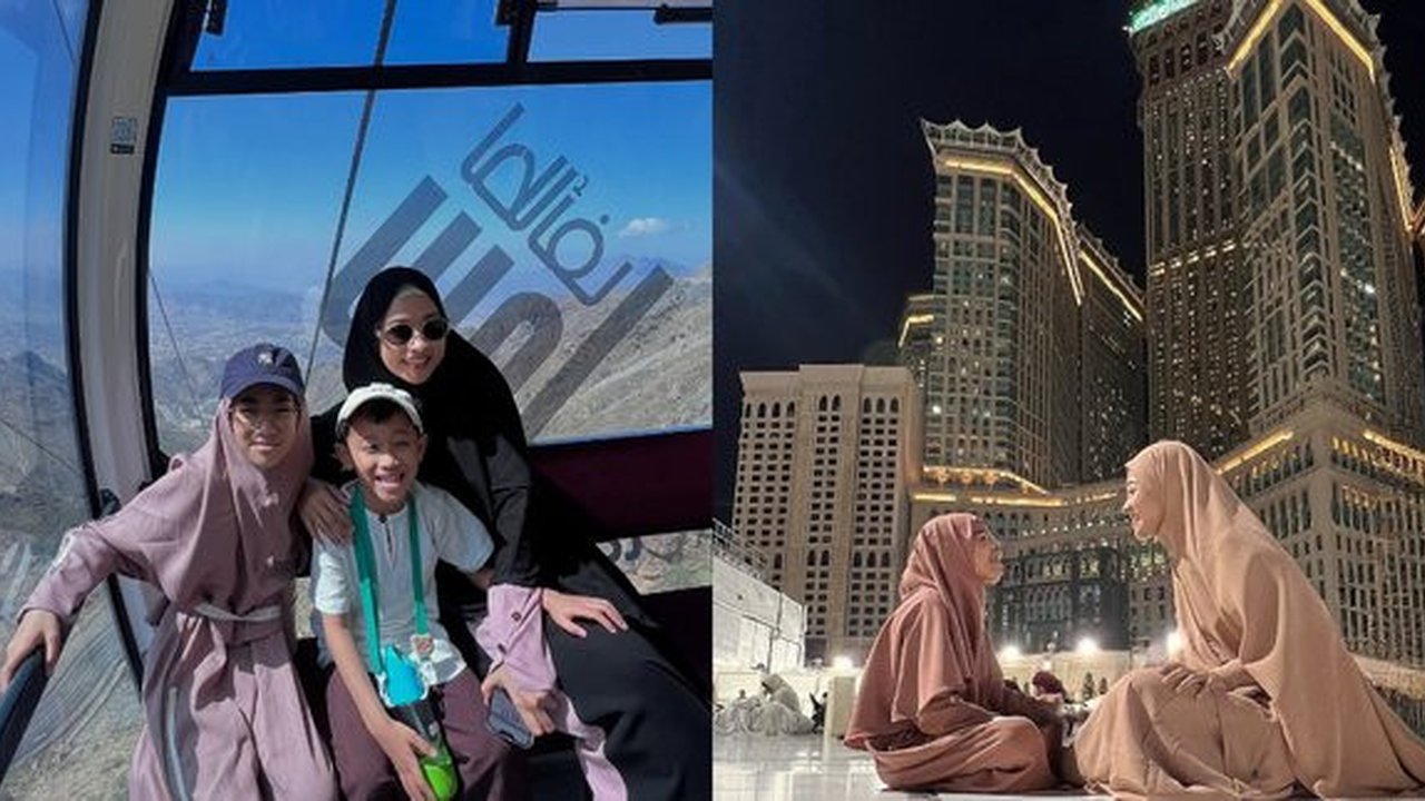 5 Potret Poppy Bunga Umrah Ajak Anak, Family Goals