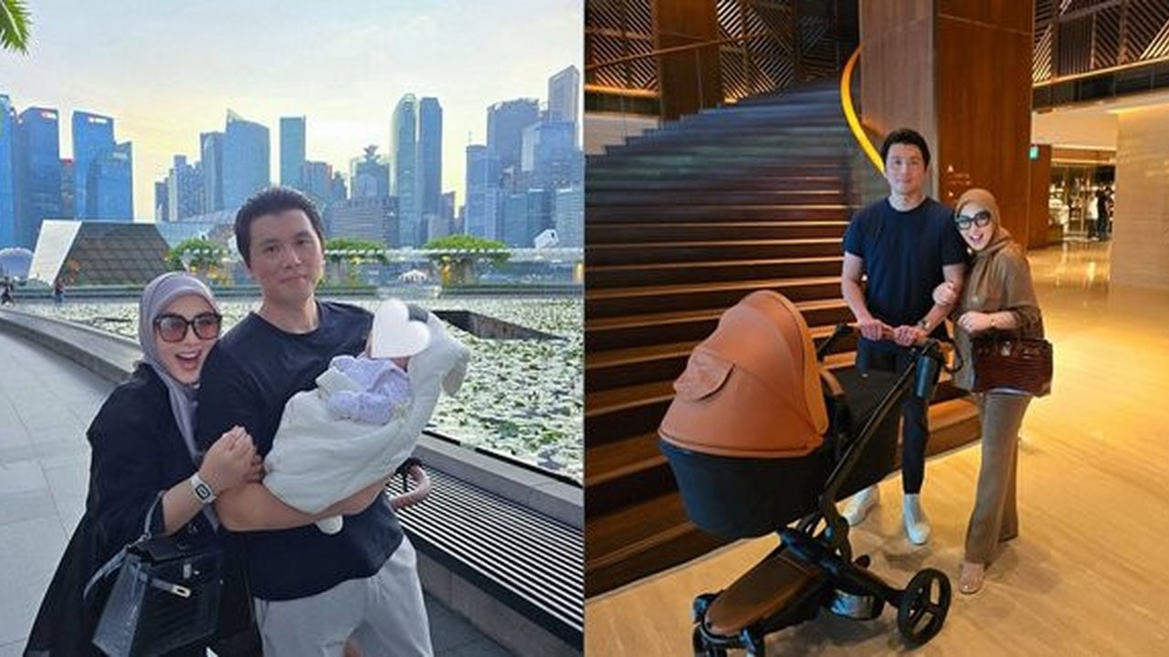 Potret Kompak Syahrini dan Reyno Barack Momong Anak di Singapura