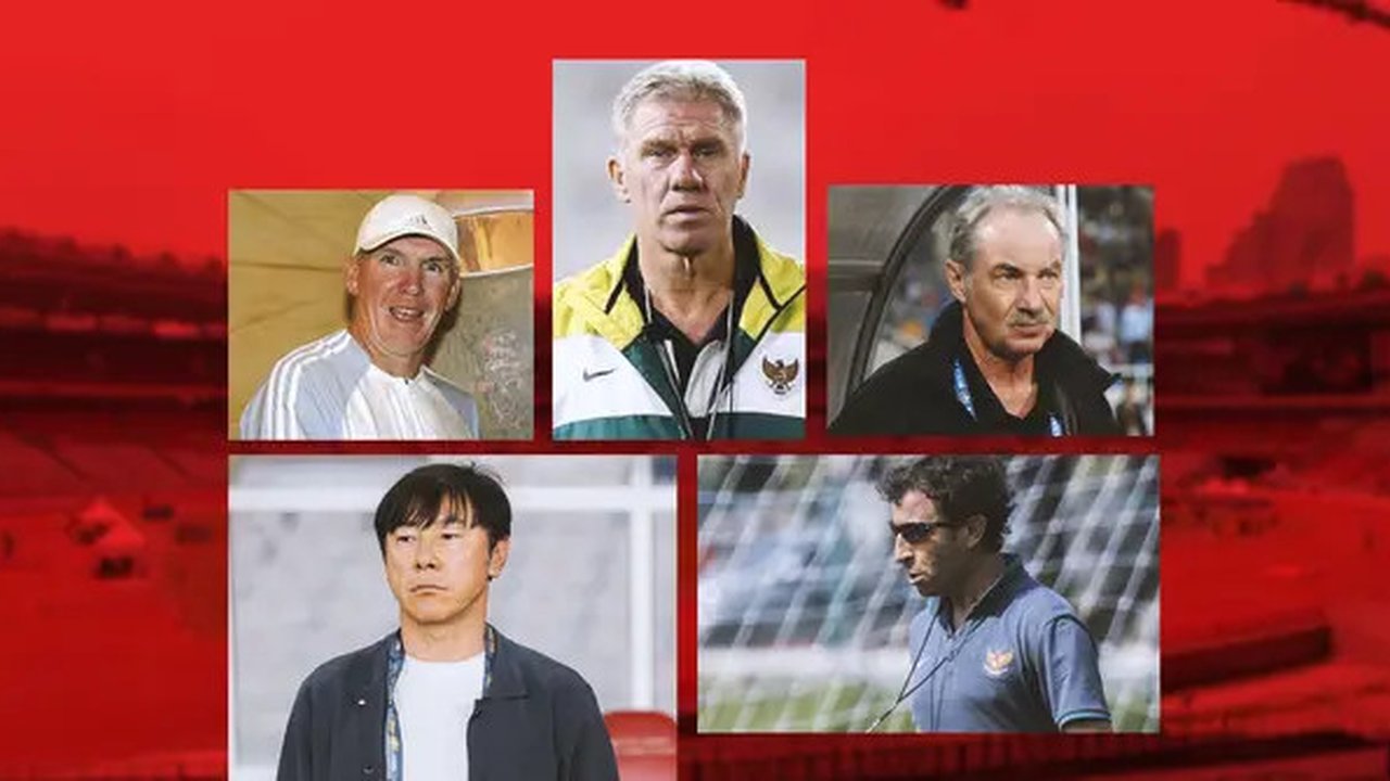 Kolase - STY, Luis Milla, Alfred Riedl, Wim Rijsbergen, Peter White (Bola.com/Adreanus Titus)