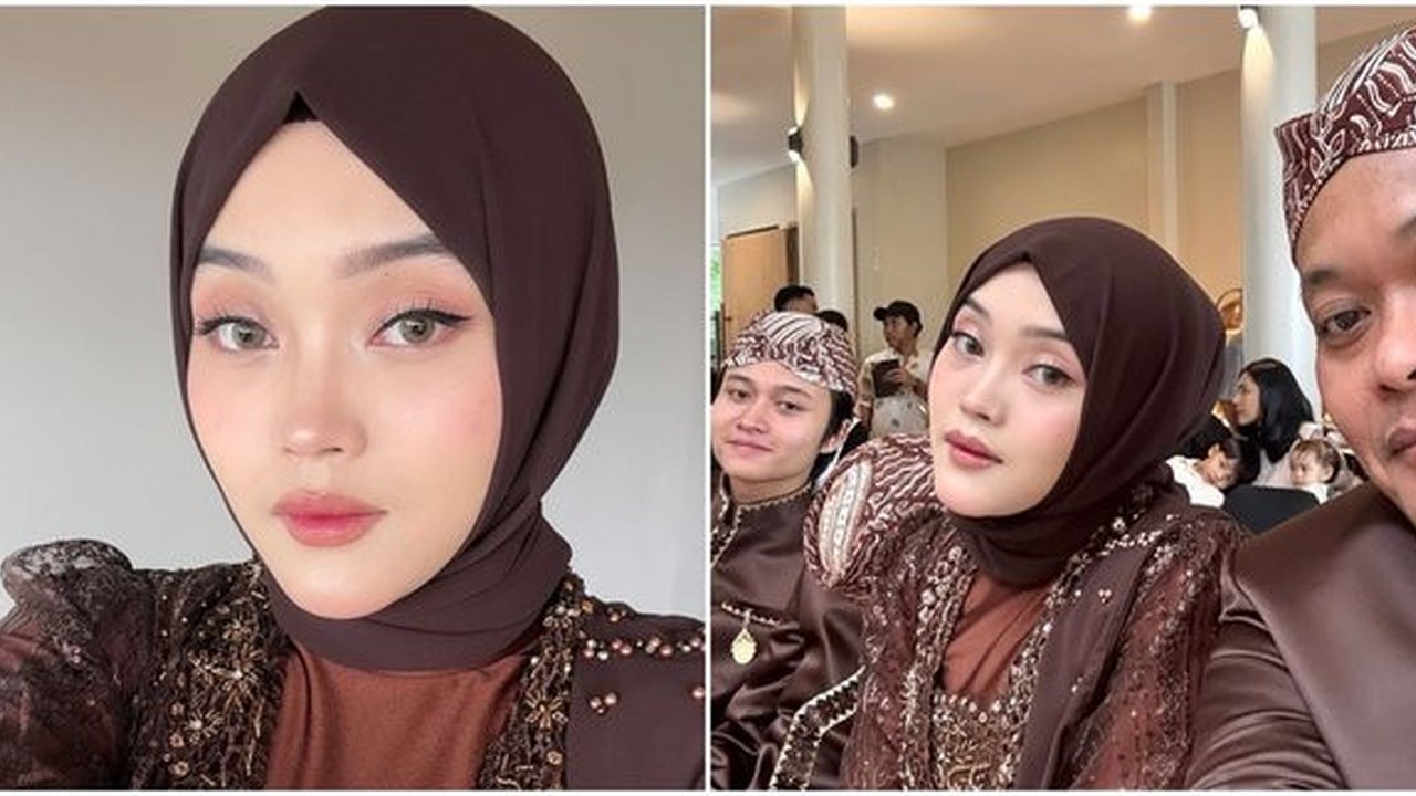 Elegan dalam Kebaya Cokelat, Putri Delina Tampil Memesona di Tasyakuran Mahalini