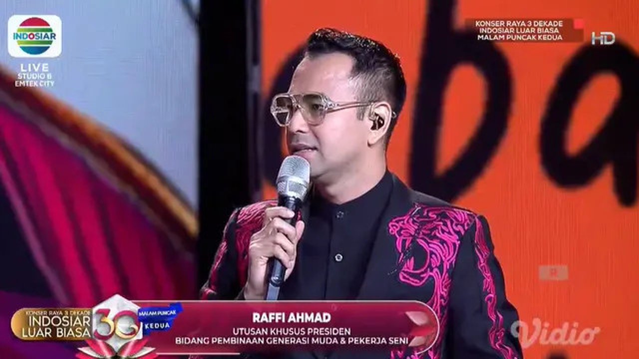 Di Konser Raya 3 Dekade, Raffi Ahmad Jabarkan Tugasnya sebagai Utusan Khusus Presiden. (Foto: Indosiar)