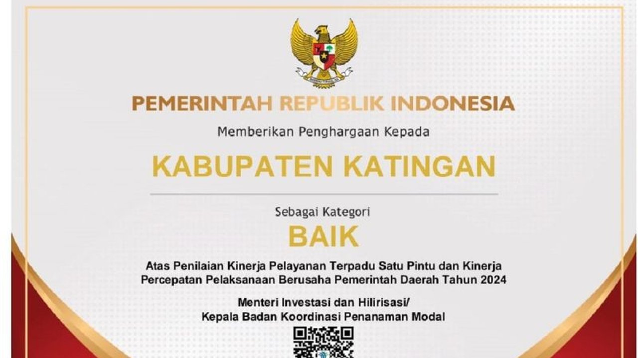 Katingan Raih Penghargaan Pelayanan Publik Terbaik Nasional