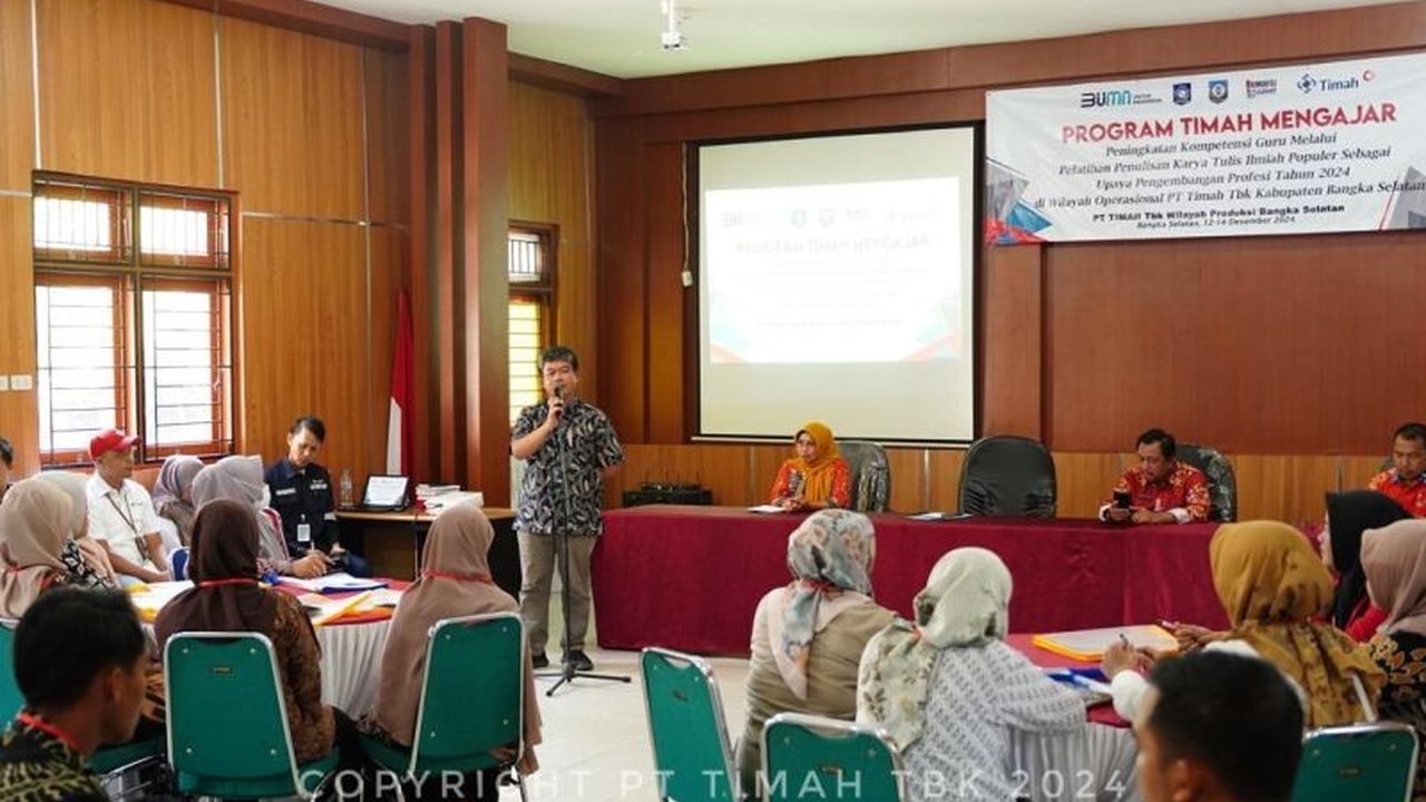 PT Timah Tbk melalui program Timah Mengajar telah melatih 285 guru di Kepulauan Bangka Belitung dan Kepulauan Riau untuk meningkatkan kompetensi dan kualitas pendidikan di wilayah operasional perusahaan.