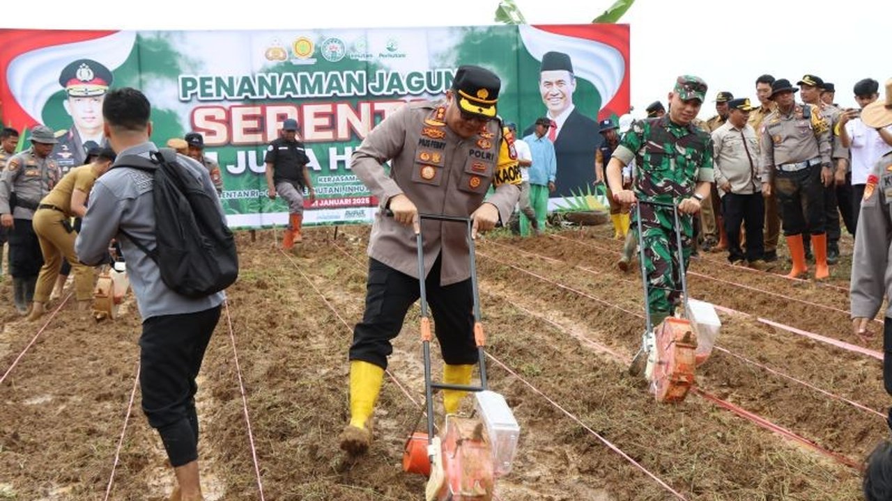 Polres Banjarbaru berkolaborasi dengan berbagai pihak menanam jagung di lahan 10 hektare sebagai dukungan terhadap program ketahanan pangan nasional, selaras dengan visi Presiden RI.