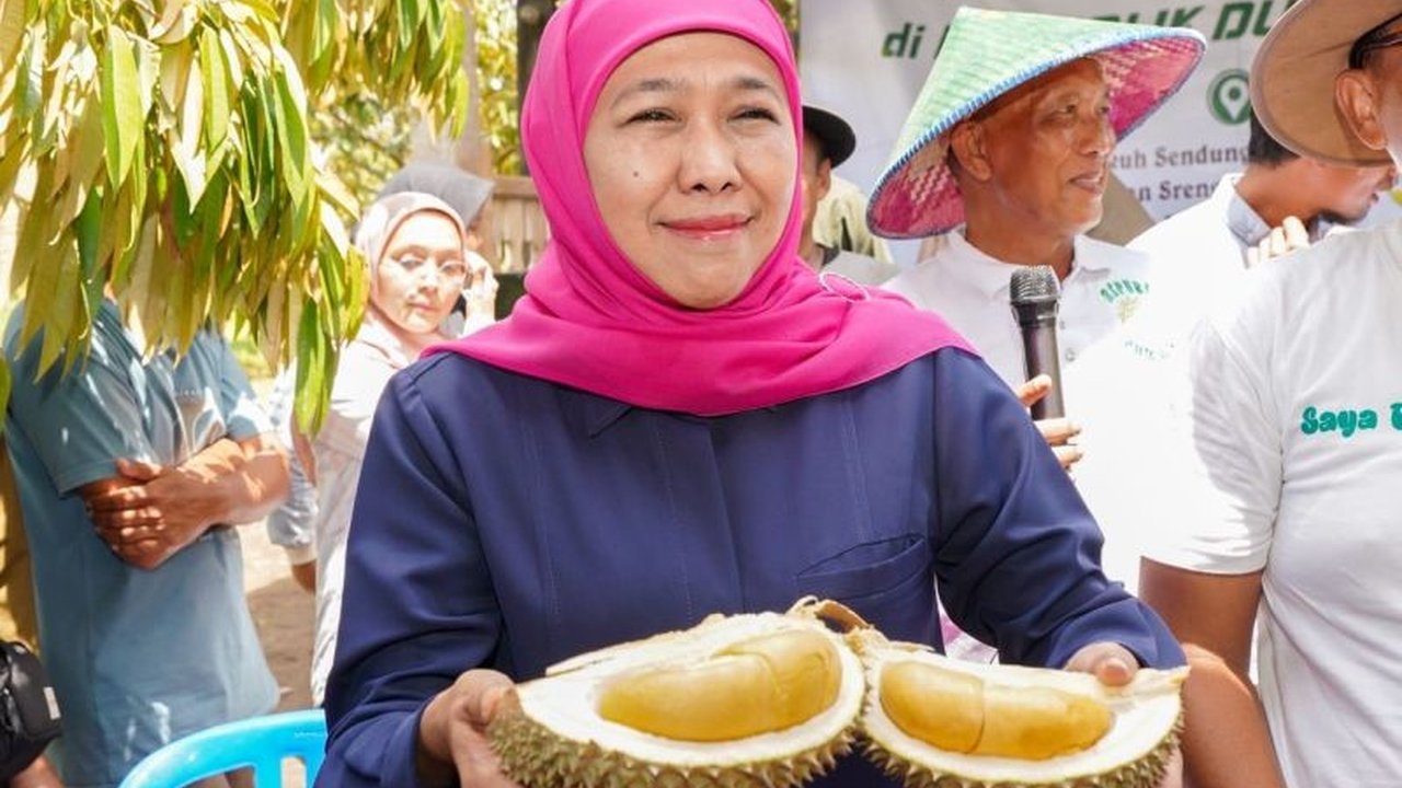 Gubernur Khofifah Indar Parawansa menyiapkan strategi menjadikan durian Jawa Timur sebagai komoditas ekspor unggulan dan meningkatkan kesejahteraan petani durian.