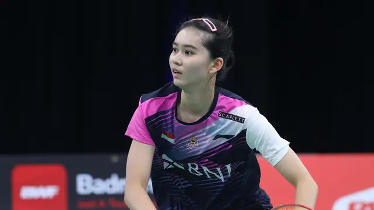 Pebulutangkis Indonesia, Chiara Marvella Handoyo, bertanding pada final Kejuaraan Dunia Junior 2023 di The Podium Arena, Spokane, Washington, Amerika Serikat, Senin (9/10/2023) dini hari WIB.