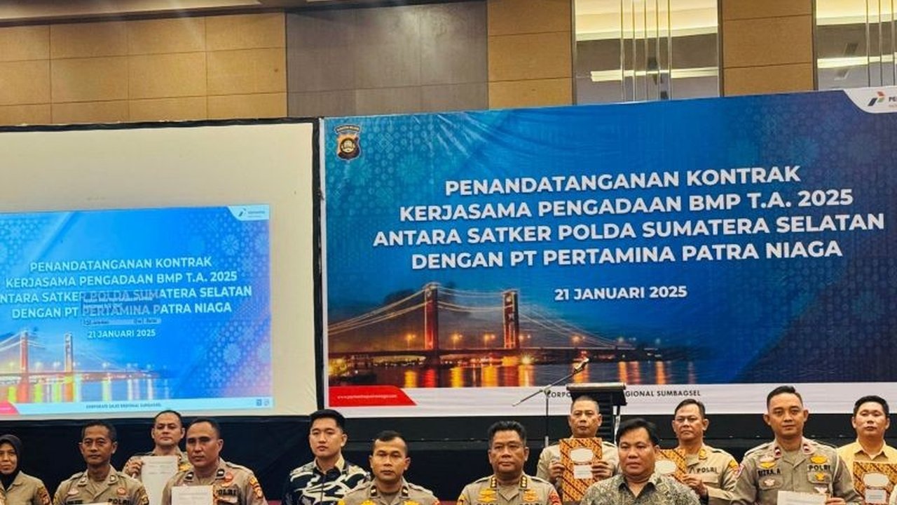 Polda Sumatera Selatan (Sumsel) dan PT Pertamina Patra Niaga resmi menjalin kerjasama pengadaan BBM dan pelumas senilai Rp74 miliar untuk menunjang operasional kepolisian di tahun 2025.