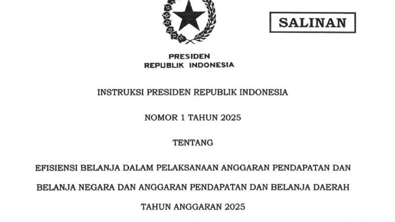 Presiden Prabowo menginstruksikan efisiensi anggaran Rp306,69 triliun di APBN dan APBD 2025 untuk menjaga stabilitas fiskal dan meningkatkan pelayanan publik, dengan fokus pembatasan belanja non-prioritas dan pengawasan ketat dari BPKP.