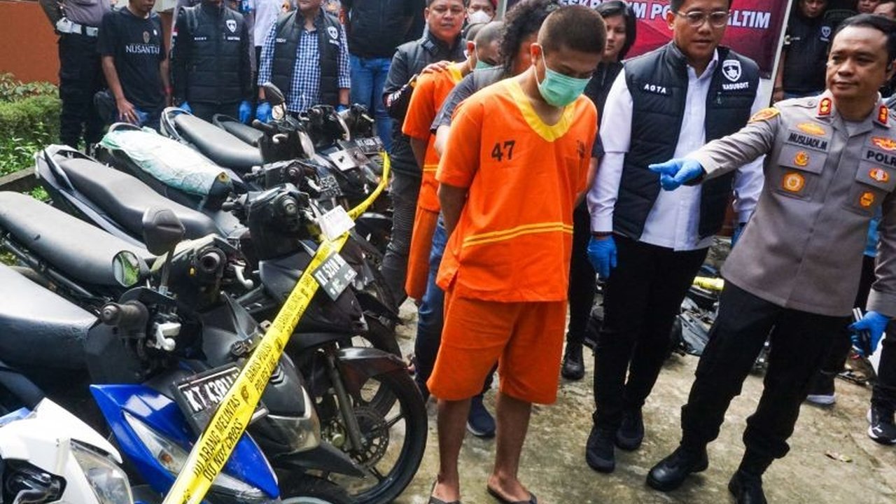 Polisi di Balikpapan berhasil meringkus sindikat pencurian kendaraan bermotor yang telah beraksi sebanyak 24 kali sejak tahun 2022, mengamankan 18 motor dan beberapa onderdil.