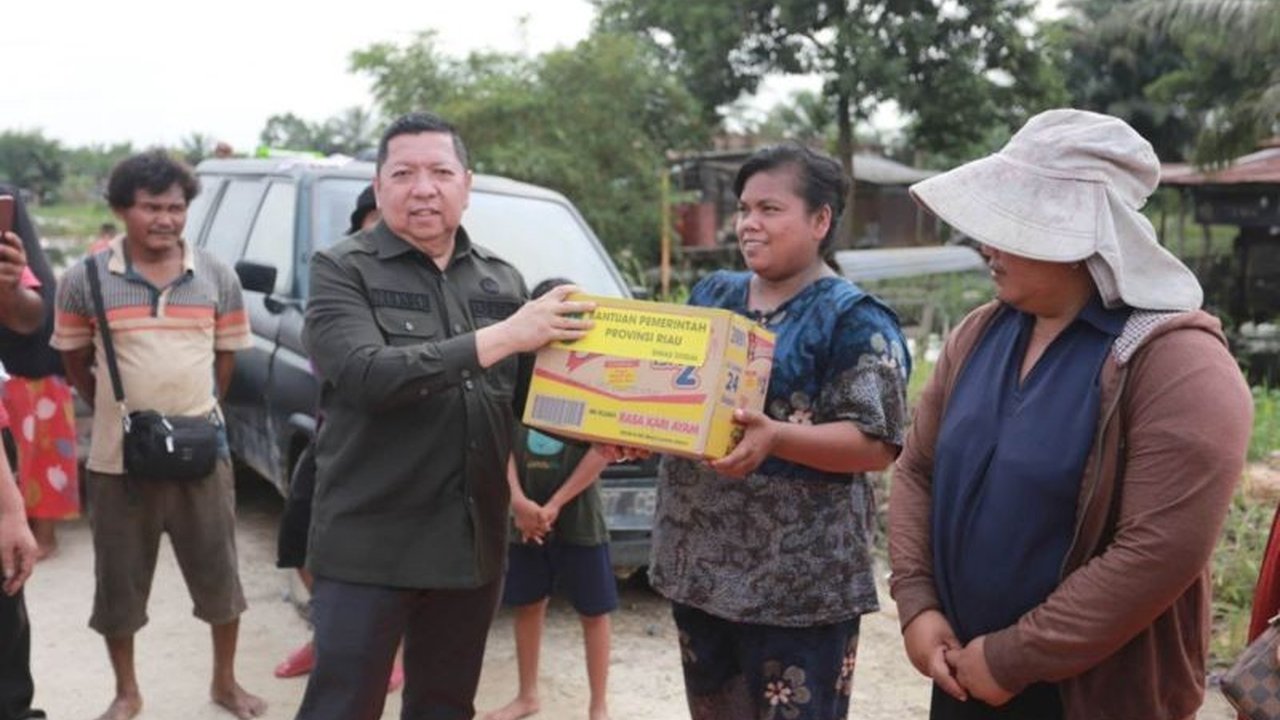 Pemerintah Provinsi Riau mendistribusikan bantuan kemanusiaan untuk korban banjir di Pelalawan berupa bahan pokok dan mendirikan tenda pengungsian, serta berkoordinasi dengan kementerian terkait untuk penanganan jangka panjang.