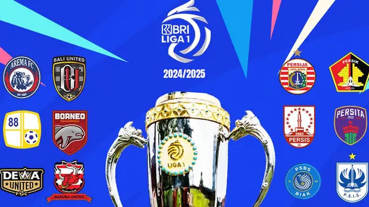 BRI LIGA 1 - Ilustrasi Trofi dan Logo Klub BRI Liga 1 Musim 2024/2025 (Bola.com/Adreanus Titus)