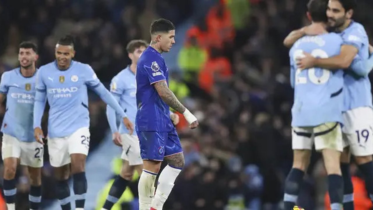 Manchester City meraih kemenangan 3-1 atas Chelsea pada laga pekan ke-23 Premier League di Etihad Stadium, Minggu (26/01/2025) dini hari WIB. (AP Photo/Scott Heppell)