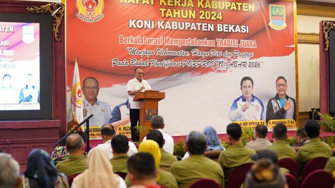 Ketua KONI Jabar buka Raker KONI Kabupaten Bekasi 2024 di Cikarang, apresiasi sinergi Pemda dan KONI, targetkan pertahankan prestasi dan siapkan atlet untuk Porprov Jabar 2026.