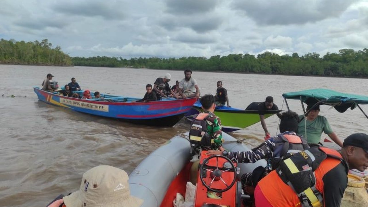 Pencarian Korban Tenggelam di Perairan Kali Betc, Asmat