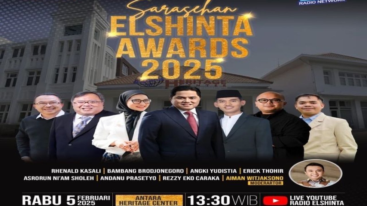 Elshinta Media Grup menggelar Sarasehan dan Elshinta Award 2025 di Jakarta, menghadirkan tokoh penting untuk membahas strategi menuju Indonesia Emas 2045 serta memberikan penghargaan bagi tokoh inspiratif.
