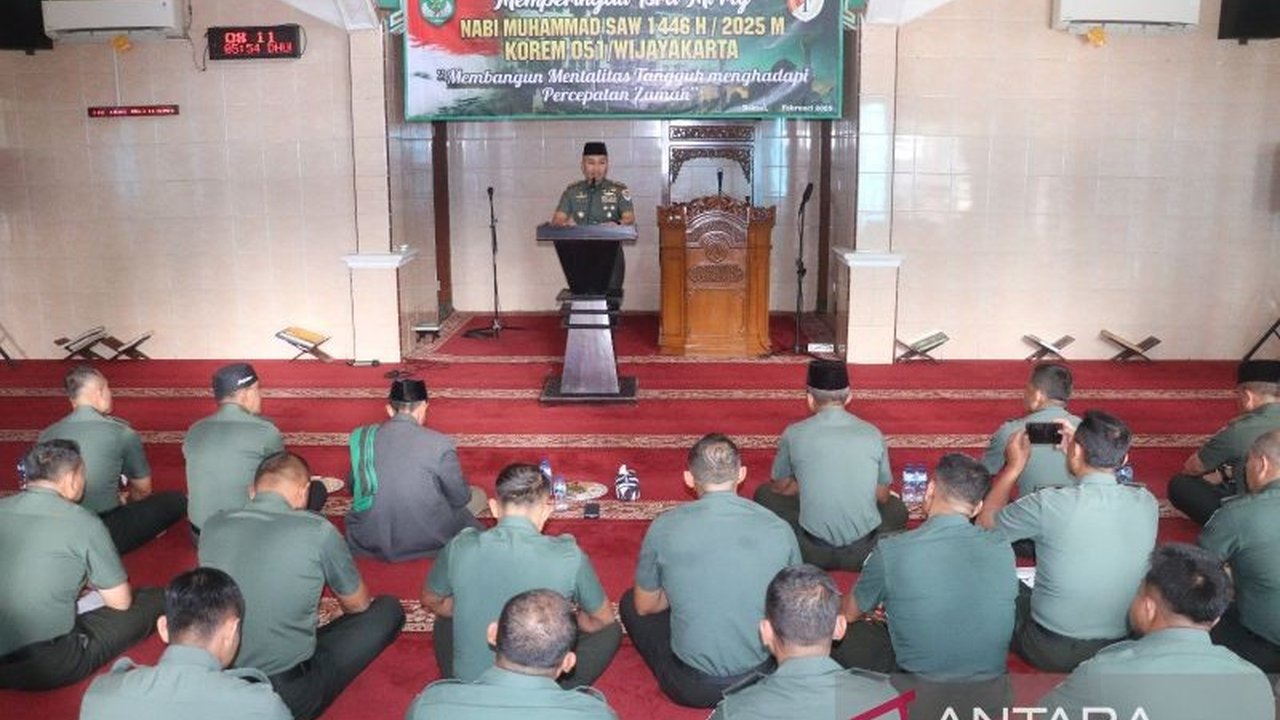 Korem 051/Wijayakarta menggelar pembinaan rohani memperingati Isra Miraj untuk membangun mentalitas tangguh prajurit dalam menghadapi tantangan zaman, menekankan pentingnya keimanan, ketaqwaan, dan disiplin.