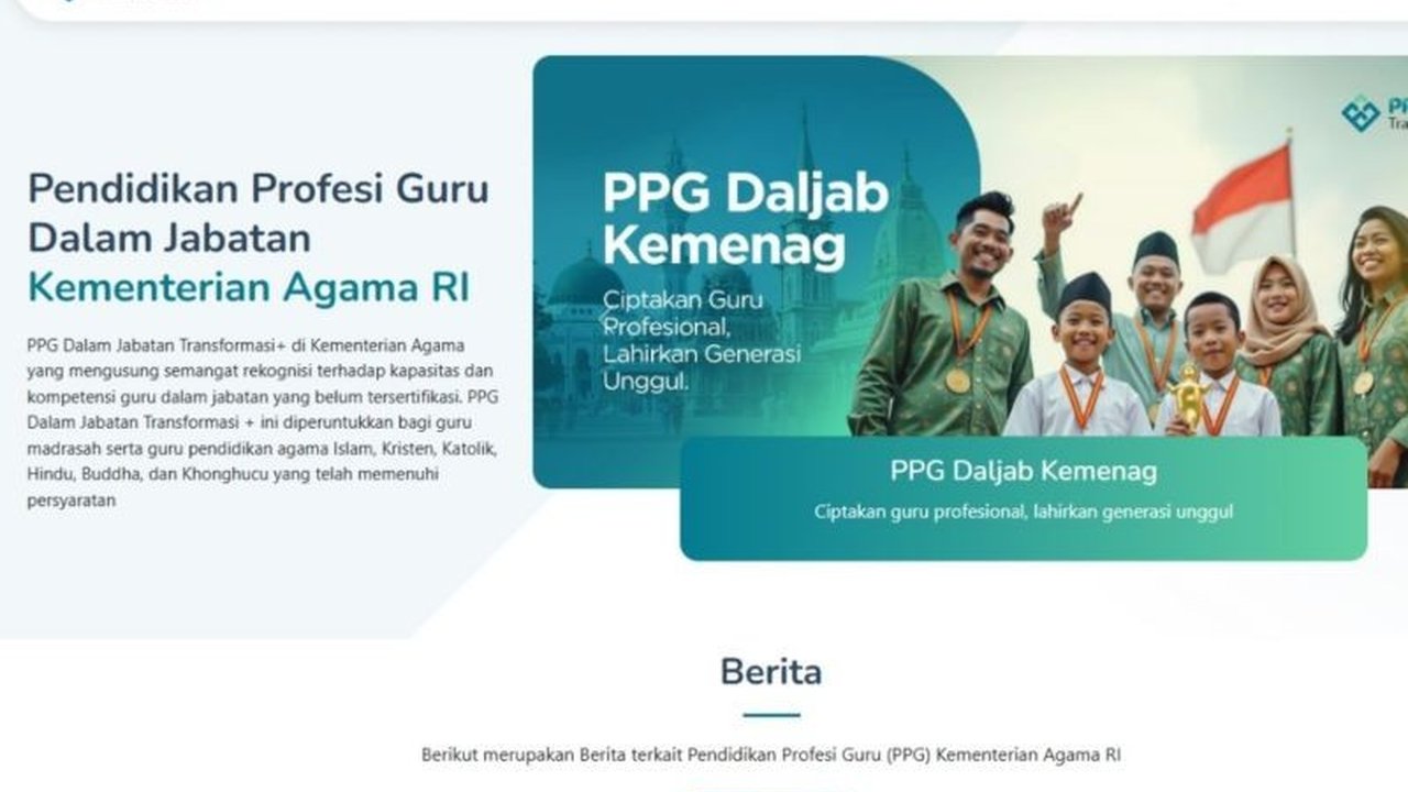 Kementerian Agama meluncurkan laman khusus PPG Daljab 2025 di https://ppg.kemenag.go.id/ untuk memudahkan akses informasi bagi 600 ribu guru yang akan mengikuti program tersebut dalam dua tahun ke depan.