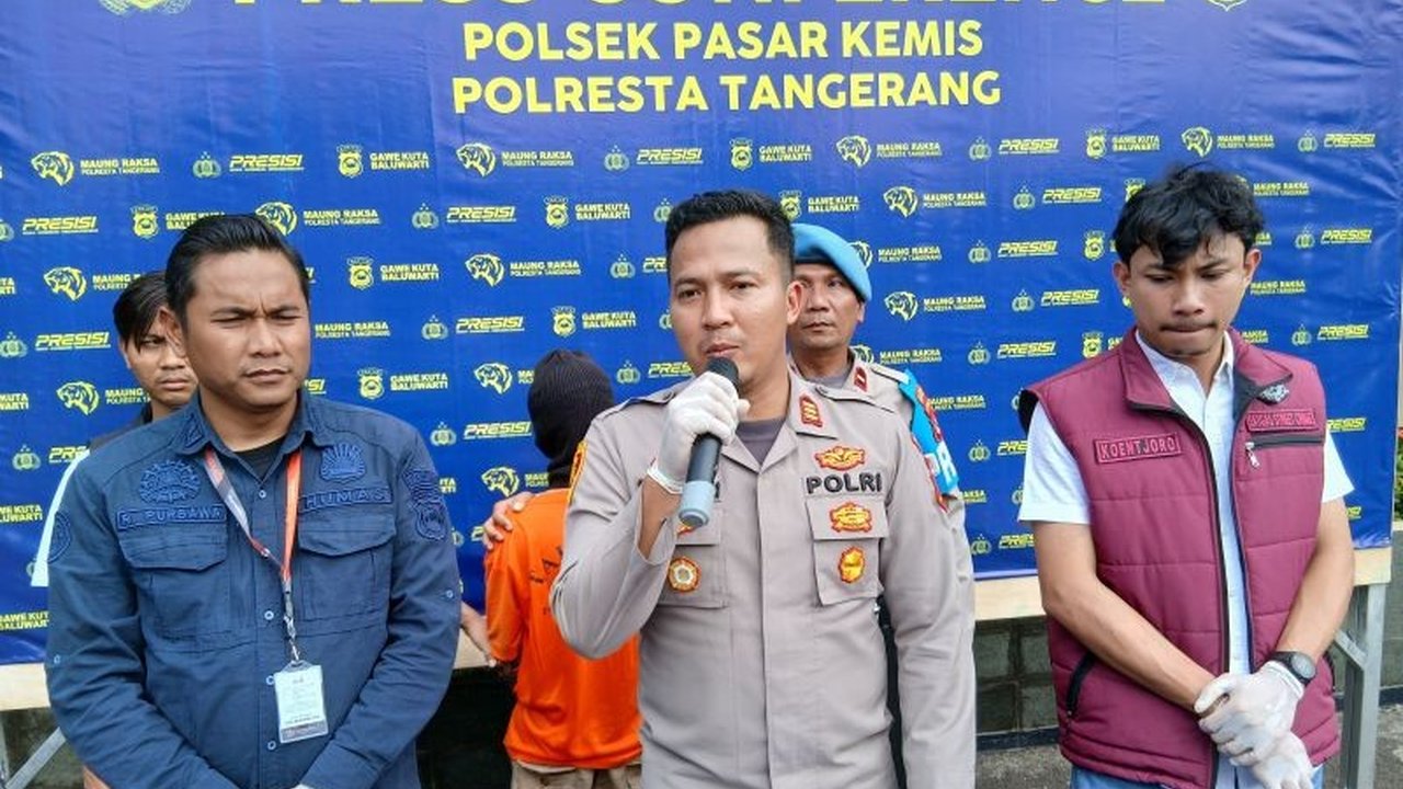 Polresta Tangerang menangkap T (27) karena kasus narkoba jenis sabu seberat 80 gram di Sindang Jaya; polisi masih memburu atasannya, R.