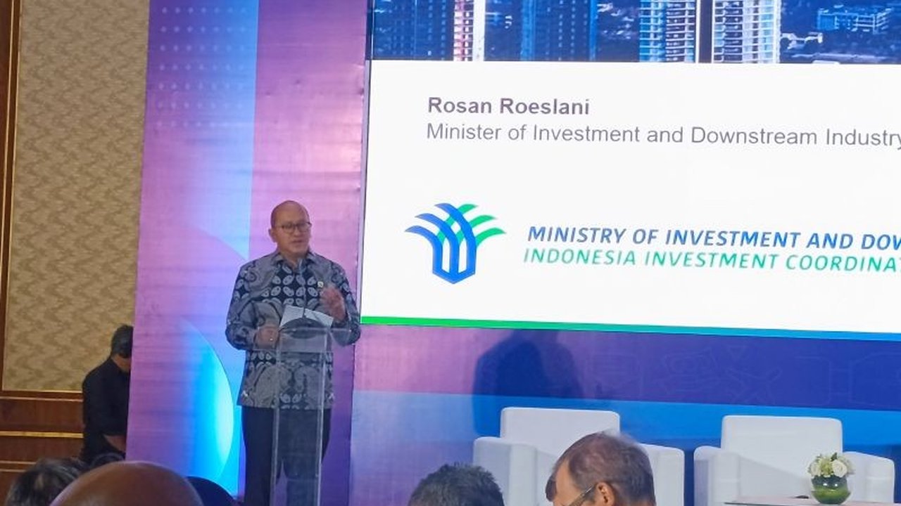 Menteri Investasi Rosan Roeslani menargetkan peningkatan rata-rata investasi di Indonesia sebesar 15,67% per tahun hingga 2029 untuk mencapai pertumbuhan ekonomi 8% dan investasi Rp3.414 triliun.
