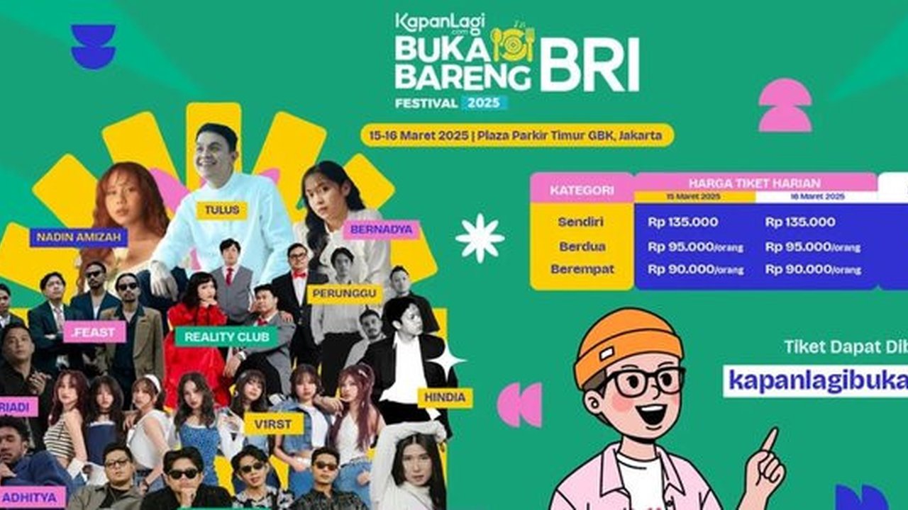 Buruan Dapatkan Tiket 'KapanLagi Buka Bareng BRI Festival 2025', Kapan Lagi Ngabuburit Bareng Tulus, Bernadya Hingga Nadin Amizah?