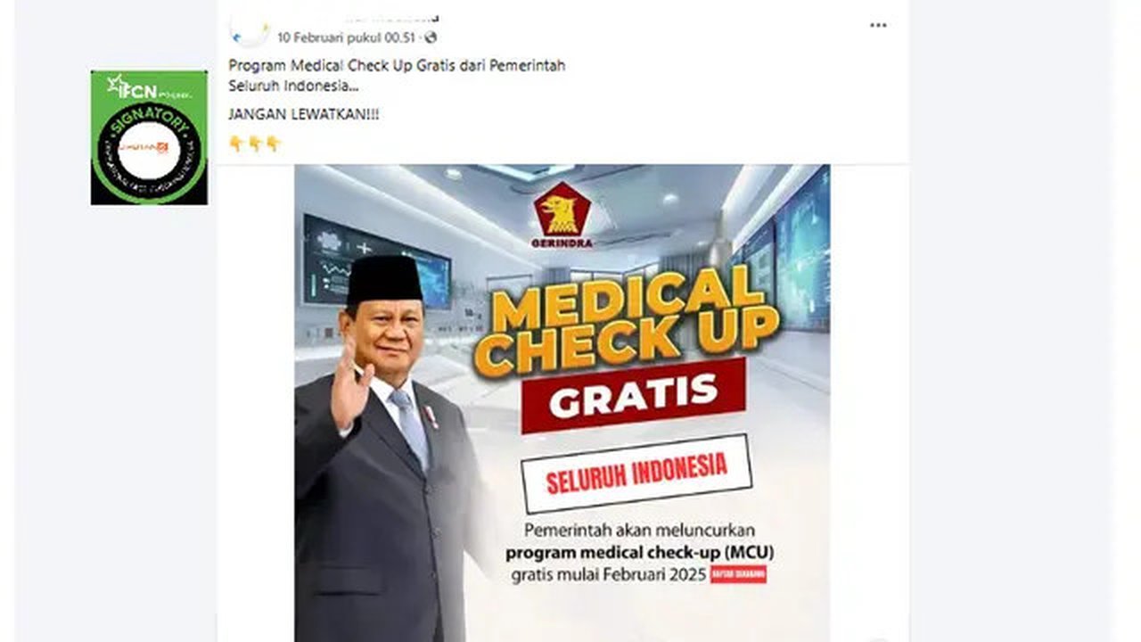 Penelusuran klaim link pendaftaran program medical checkup gratis dari pemerintah.