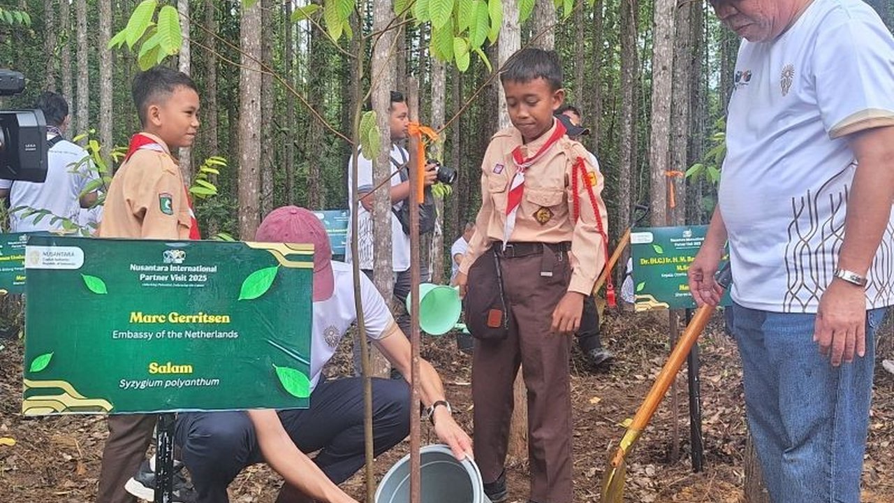 Otorita Ibu Kota Nusantara (OIKN) mengajak delegasi asing menanam pohon di miniatur hutan tropis sebagai upaya menumbuhkan budaya hijau dan melibatkan generasi muda dalam pelestarian lingkungan.