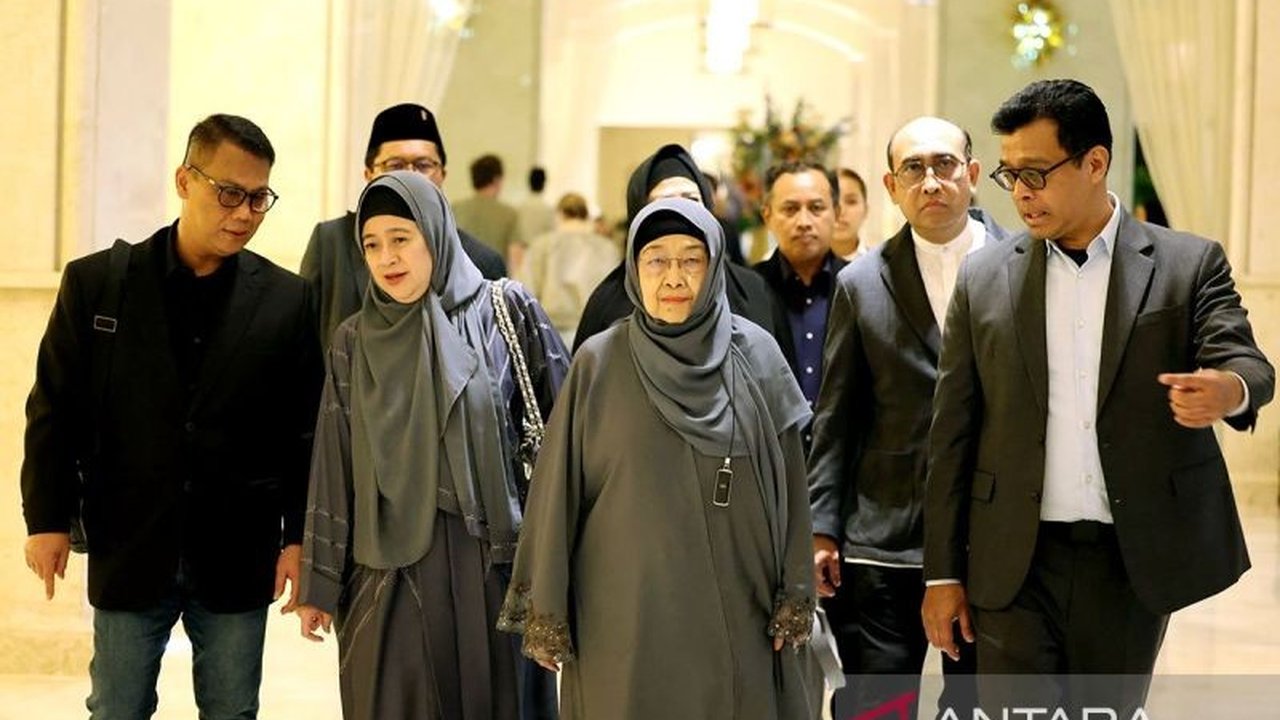 Megawati Soekarnoputri bertemu Putra Mahkota Abu Dhabi, Sheikh Khaled, membahas dukungan kemerdekaan Palestina dan potensi kerja sama riset antara BRIN Indonesia dan lembaga inovasi UEA.