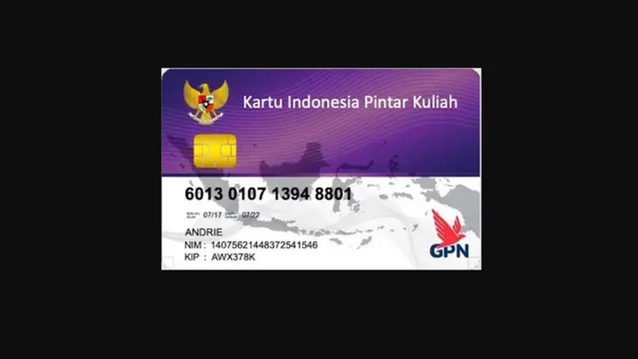 Contoh Kartu Indonesia Pintar atau KIP Kuliah Merdeka 2023 yang sudah mulai dibuka oleh Kementerian Pendidikan, Kebudayaan, Riset, dan Teknologi (Kemendikbudristek) sejak Selasa 14 Fe