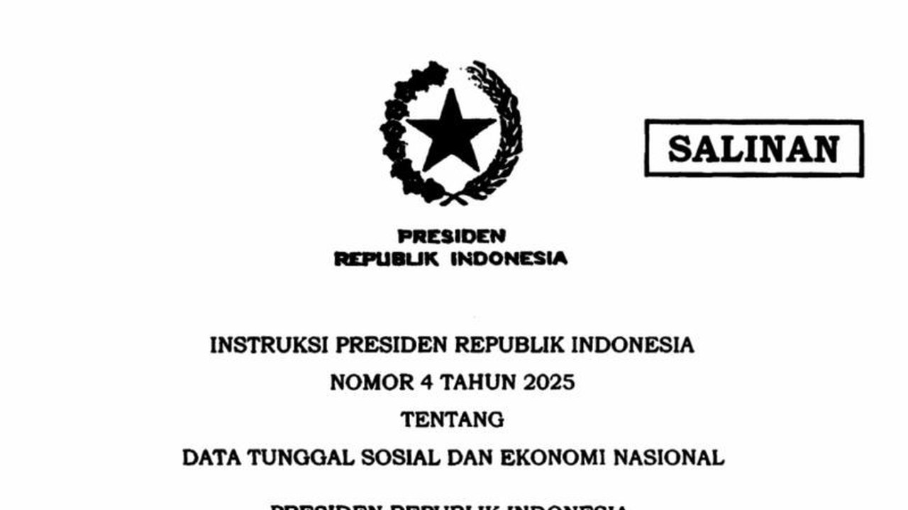 Presiden Prabowo Subianto menerbitkan Inpres Nomor 4 Tahun 2025 untuk mengintegrasikan data sosial dan ekonomi nasional guna mendukung perencanaan pembangunan yang lebih efektif dan berkelanjutan.