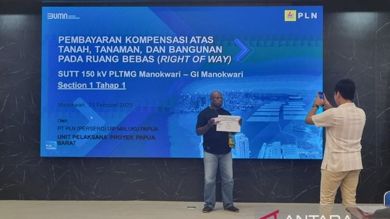 PLN UPP Papua Barat telah membayarkan tahap pertama kompensasi senilai Rp3,5 miliar kepada 29 warga yang terdampak pembangunan SUTT 150 KV di Manokwari, Papua Barat.