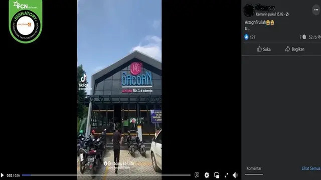 Gambar tangkapan layar video yang diklaim gerai mie gacoan disegel karena mengandung minyak babi. (sumber: Facebook)