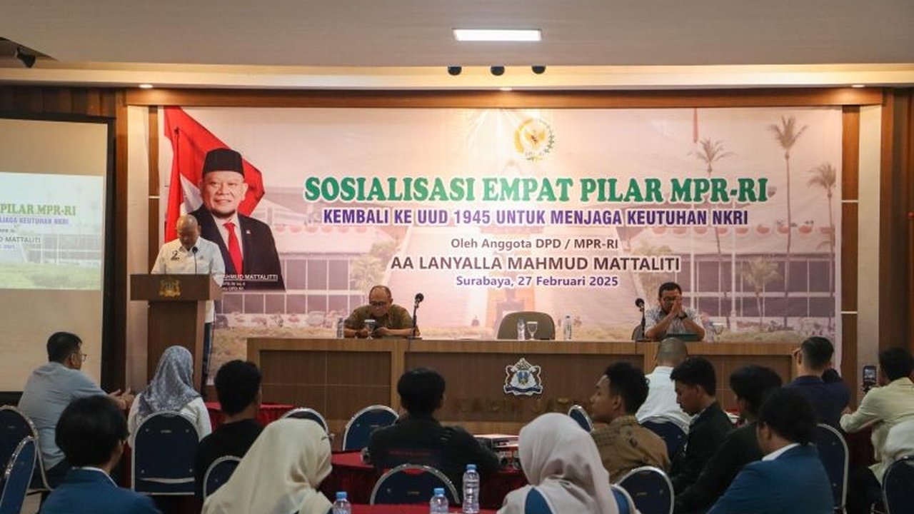 Anggota DPD RI, LaNyalla Mahmud Mattalitti, mengajak mahasiswa untuk kembali kepada nilai-nilai Pancasila dalam menyikapi kekecewaan terhadap kondisi bangsa dan mengkritisi kebijakan pemerintah.
