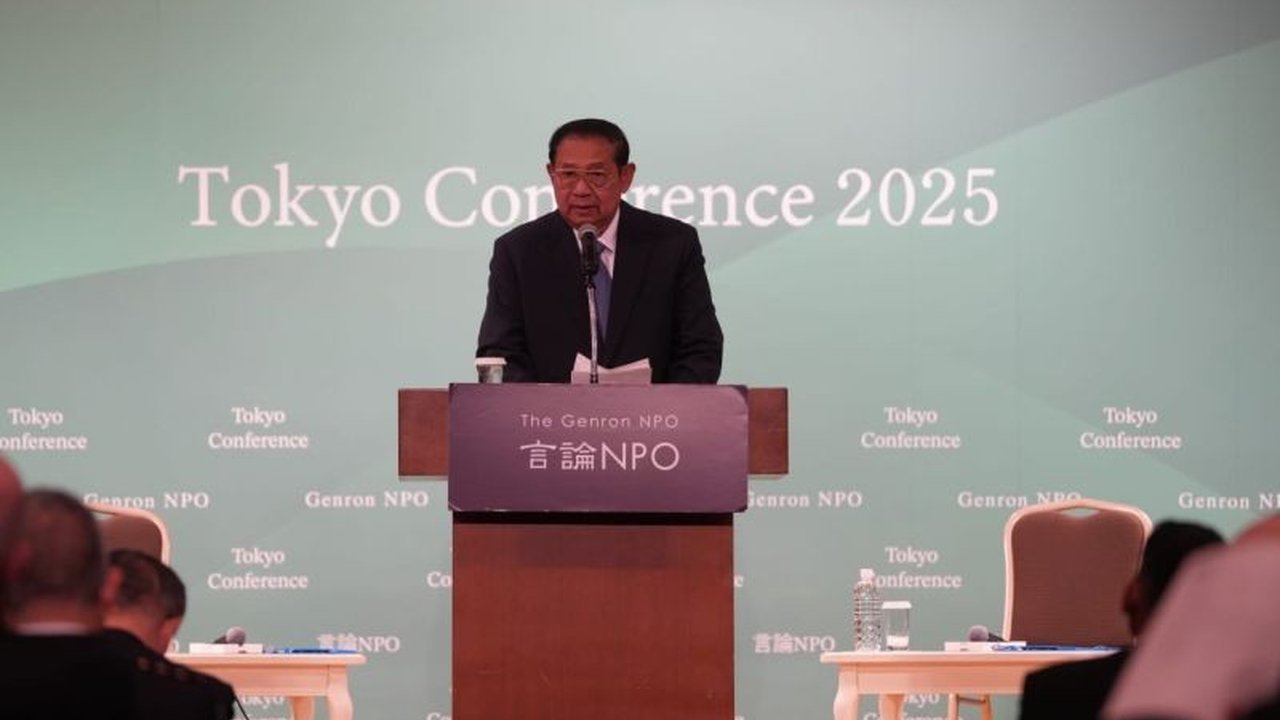 Mantan Presiden SBY menyampaikan pidato kunci di Konferensi Tokyo 2025, menekankan pentingnya memperkuat multilateralism untuk mengatasi konflik global dan perubahan iklim.