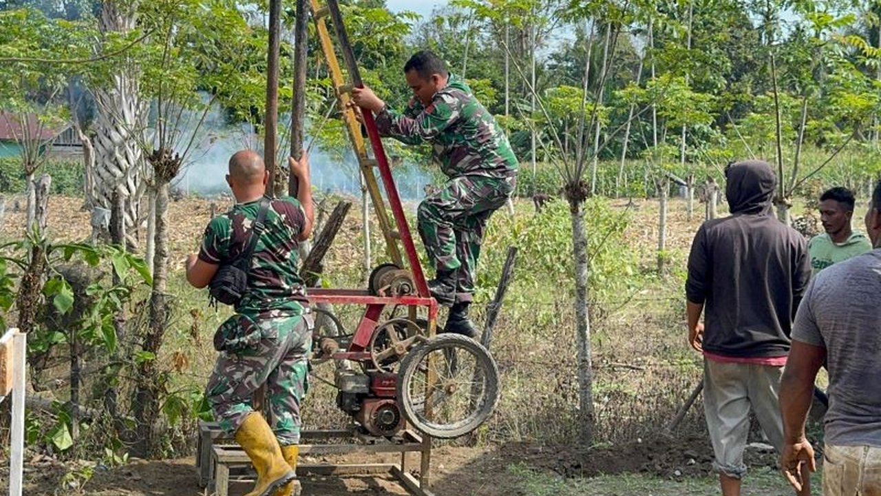 Satgas TMMD Kodam IM membangun 13 sumur bor di Aceh dalam rangka mendukung program TNI AD Manunggal Air untuk meningkatkan akses air bersih bagi masyarakat.