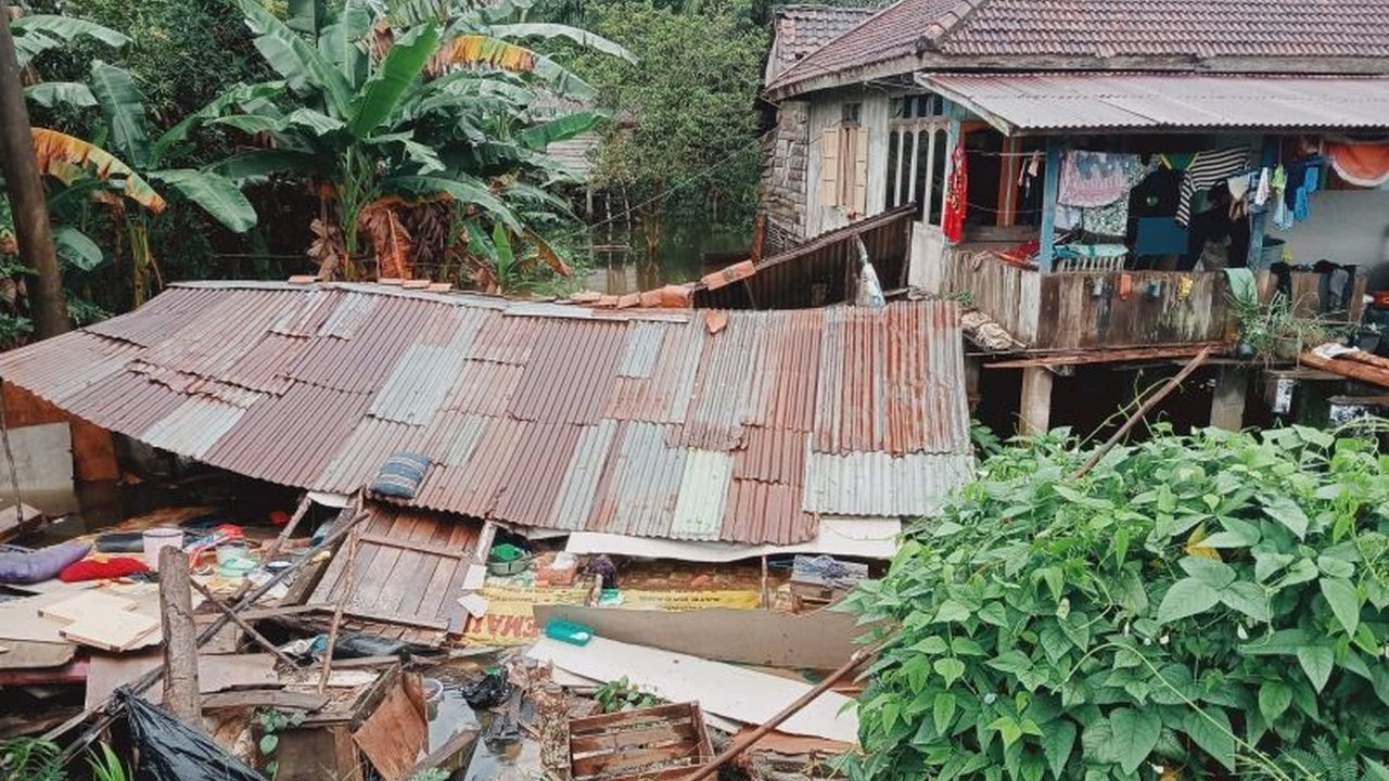 Rumah Warga di Tepi Sungai Batanghari Ambruk, Damkartan Ungkap Penyebabnya
