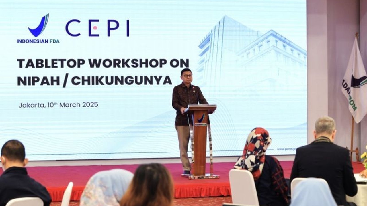 BPOM dan CEPI berkolaborasi dalam lokakarya untuk mempersiapkan inovasi regulasi guna mempercepat pengembangan dan otorisasi vaksin dalam menghadapi wabah global seperti virus Nipah dan Chikungunya.