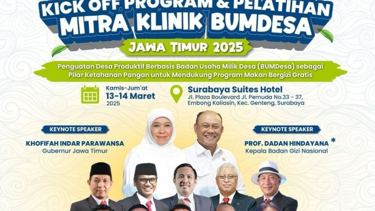 Sebanyak 150 pengurus BUMDesa di Jawa Timur mengikuti pelatihan Mitra Klinik BUMDesa untuk memperkuat pengelolaan dan pengembangan usaha desa, khususnya dalam mendukung ketahanan pangan dan program Makan Bergizi Gratis.