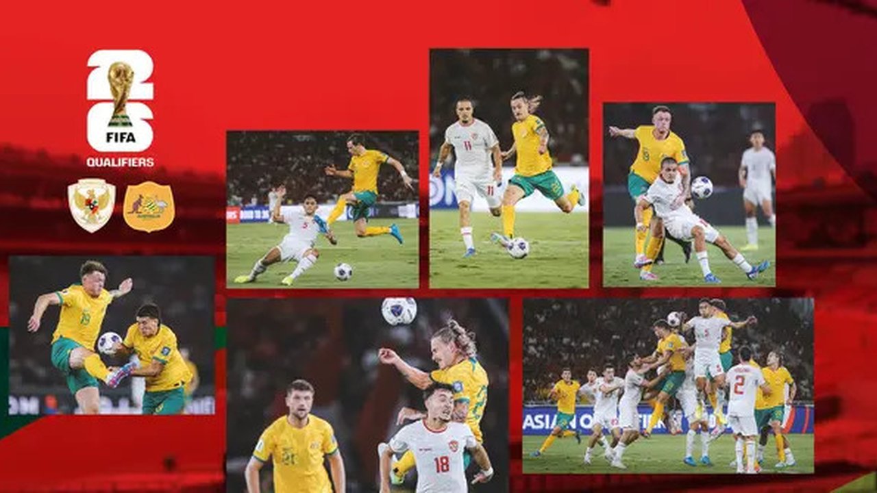 Kolase - Aksi-aksi pemain Australia saat melawan Indonesia (Bola.com/Adreanus Titus)