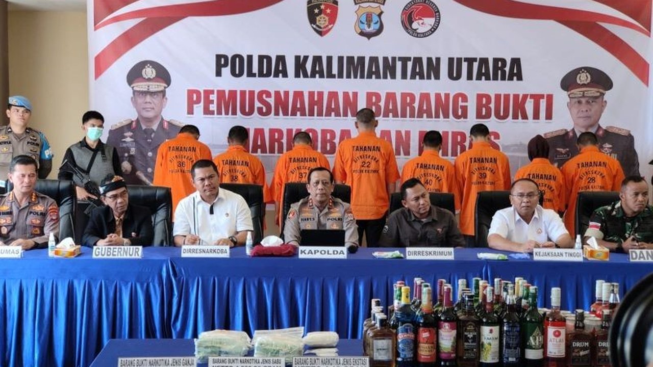 Polda Kaltara Musnahkan Narkotika Rp9 Miliar dan Ratusan Botol Miras Ilegal