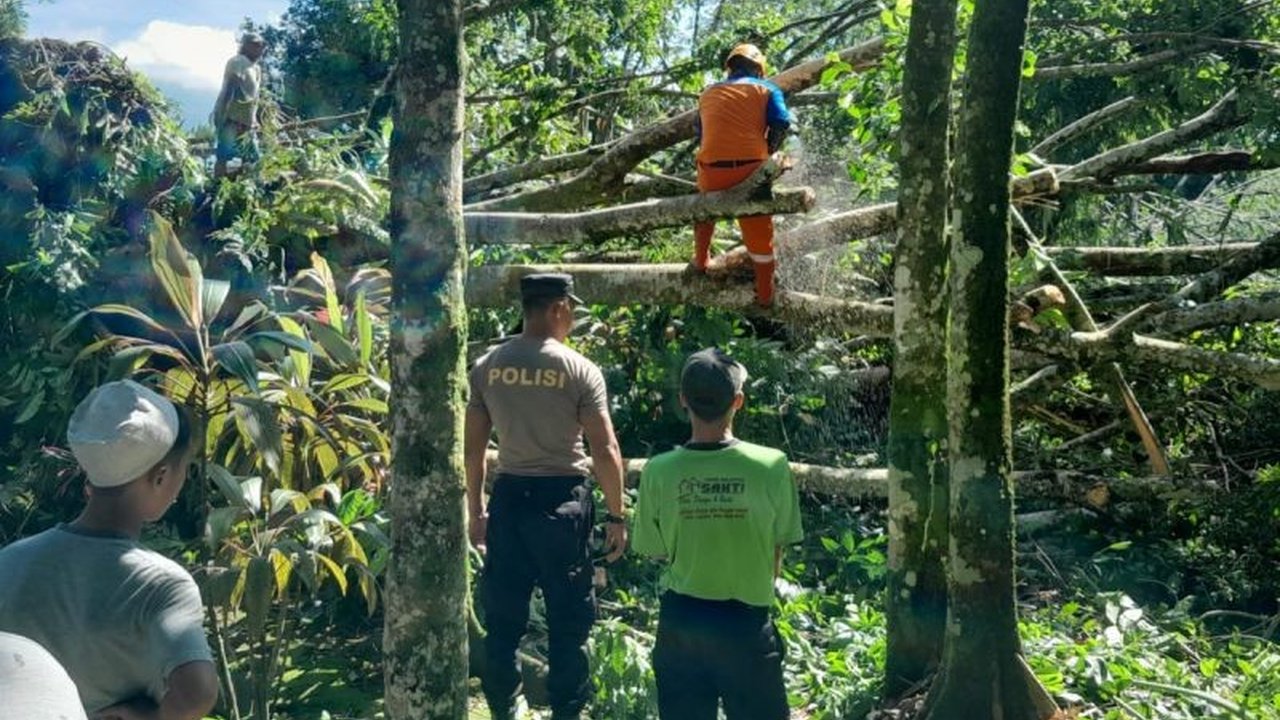 Kerja Bakti di Masjid Wonosobo Pasca Tertimpa Pohon: Polisi dan Warga Bergotong Royong